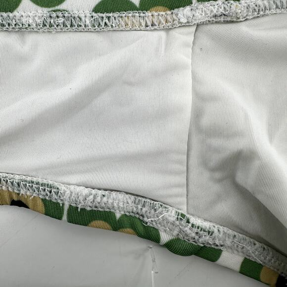 ModCloth Floral Two Piece Bikini Swimsuit Front Tie Retro Beach Green XS/S NWOT - Picture 6 of 7